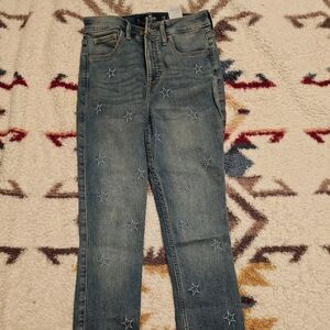 Hollister Blue Star Embroideredcurvy High-rise Crop Super Skinny Jeans